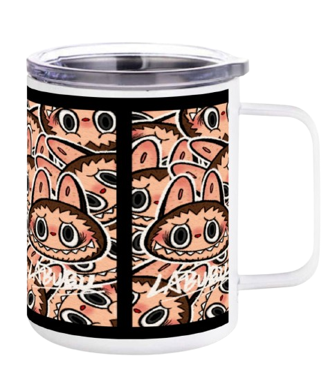 12oz Stainless Steel Mug with Lid – Labubu-Inspired Wrap Design