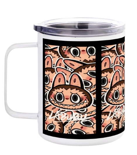 12oz Stainless Steel Mug with Lid – Labubu-Inspired Wrap Design